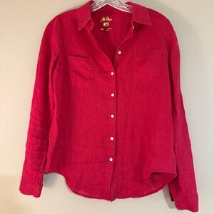 Lilly Pulitzer Sea View Linen Button Down Top